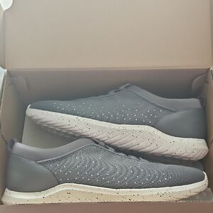 Clarks Womens Slip-On Sneakers in Gray and White